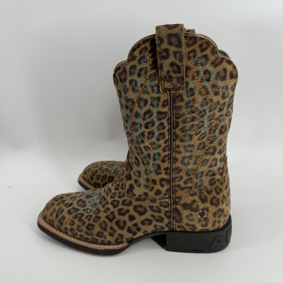 Ariat Kid's Primetime Leopard print Brown Leather US 1 Western Boot 10044422 - Picture 8 of 12
